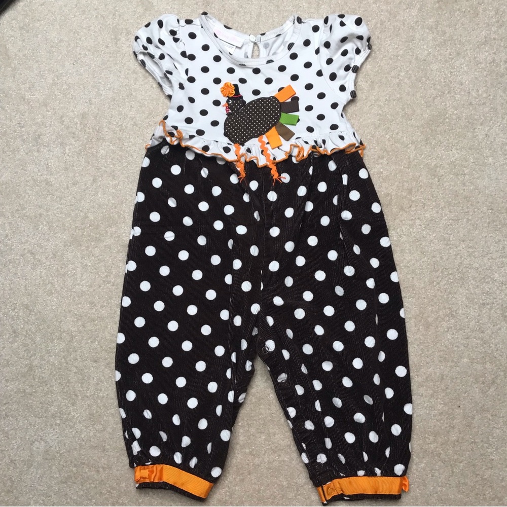 Bonnie Baby Thanksgiving turkey holiday romper size 24 months